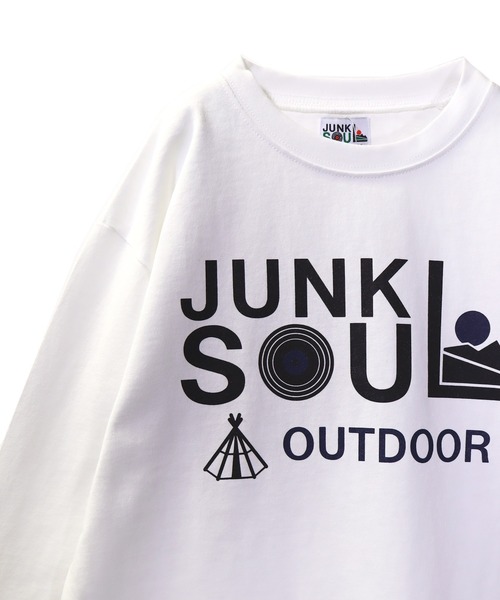 JUNKSOUL（ジャンクソウル）の「JUNK SOUL/国内プリントJUNKSOUL OUTDOORブランドロゴ ロンＴ (M4)（Tシャツ/カットソー・キッズ・ホワイト/オレンジ/ライトイエロー/ライトブルー/ベージュ/カーキ/ブラック/杢グレー・100cm/140cm/150cm/120cm/130cm/110cm/160cm）」の14枚目の写真