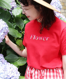 CHILD WOMAN | 40/2天竺 Pineapple/Flower 刺繍Tシャツ(Tシャツ/カットソー)