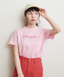 CHILD WOMAN | 40/2天竺 Pineapple/Flower 刺繍Tシャツ(Tシャツ/カットソー)