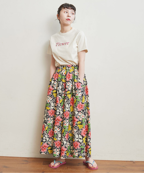『SALE 30％OFF』売れ筋商品|||CHILD WOMAN チャイルドウーマン 40/2天竺 Pineapple/Flower 刺繍Tシャツ CHILD WOMAN（チャイルドウーマン）の「40/2天竺 Pineapple