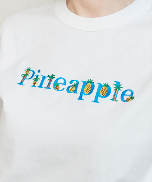 『SALE 30％OFF』売れ筋商品|||CHILD WOMAN チャイルドウーマン 40/2天竺 Pineapple/Flower 刺繍Tシャツ CHILD WOMAN（チャイルドウーマン）の「40/2天竺 Pineapple