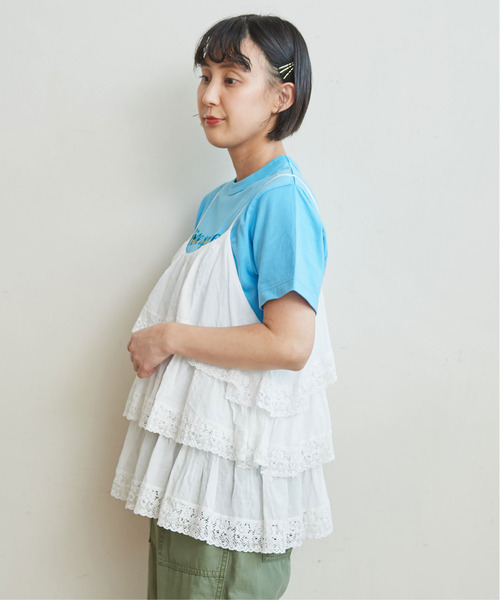 CHILD WOMAN（チャイルドウーマン）の「40/2天竺 Pineapple/Flower 刺繍Tシャツ（Tシャツ/カットソー・レディース・ホワイト/レッド/サックスブルー/ピンク/イエロー/アイボリー・FREE）」の11枚目の写真