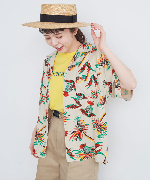 『SALE 30％OFF』売れ筋商品|||CHILD WOMAN チャイルドウーマン 40/2天竺 Pineapple/Flower 刺繍Tシャツ CHILD WOMAN（チャイルドウーマン）の「40/2天竺 Pineapple