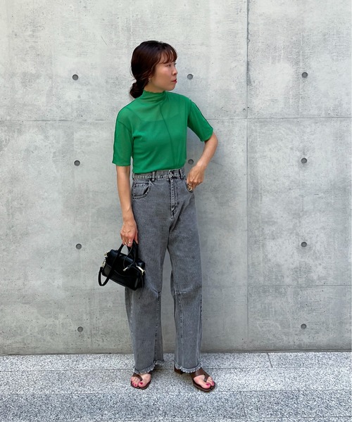 feepur（フェピュール）の「アウトリンキングシアーハイネックハーフスリーブT（Tシャツ/カットソー・レディース・ブラック/オフホワイト/グリーン/クリーム/ピンク系その他・MEDIUM）」の22枚目の写真