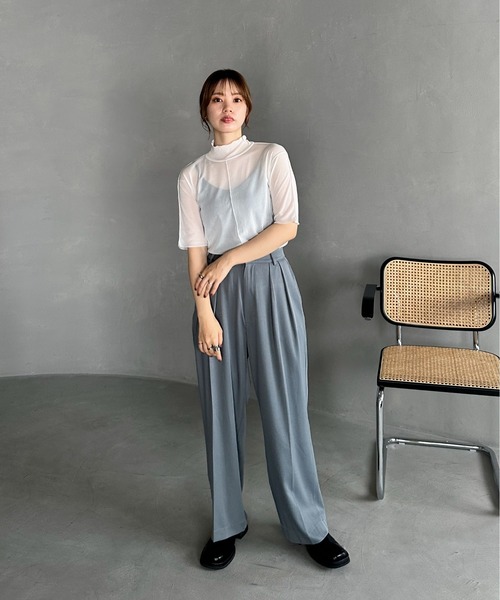 feepur（フェピュール）の「アウトリンキングシアーハイネックハーフスリーブT（Tシャツ/カットソー・レディース・ブラック/オフホワイト/グリーン/クリーム/ピンク系その他・MEDIUM）」の11枚目の写真