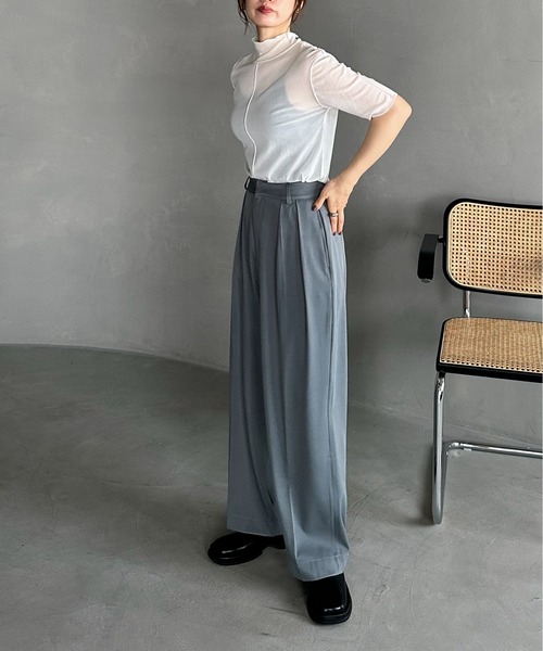 feepur（フェピュール）の「アウトリンキングシアーハイネックハーフスリーブT（Tシャツ/カットソー・レディース・ブラック/オフホワイト/グリーン/クリーム/ピンク系その他・MEDIUM）」の12枚目の写真