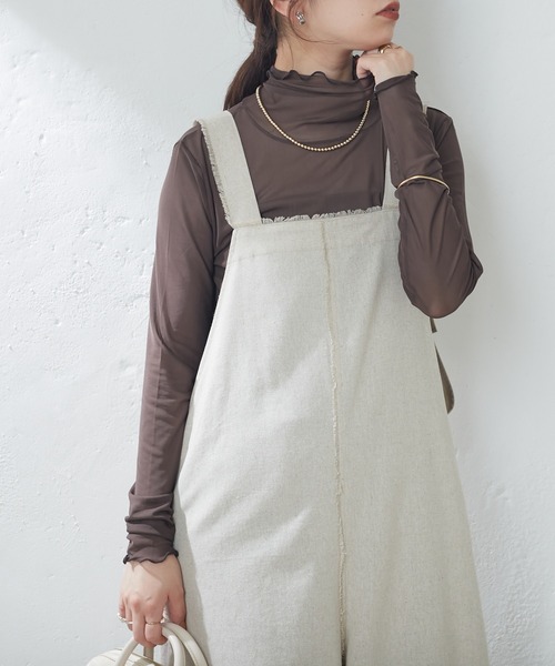 natural couture(ナチュラルクチュール)の「再予約/WEB限定/程良い肌見せで女性らしさ引き立つ パワーネットシアータートル(Tシャツ/カットソー・レディース・グレー系その他/ベージュ/ブラック/グリーン/オフホワイト/チェック/ベージュ系/ピンク系/ブラウン・FREE)」の5枚目の写真