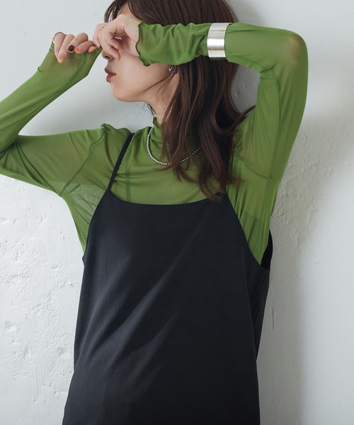 natural couture(ナチュラルクチュール)の「再予約/WEB限定/程良い肌見せで女性らしさ引き立つ パワーネットシアータートル(Tシャツ/カットソー・レディース・グレー系その他/ベージュ/ブラック/グリーン/オフホワイト/チェック/ベージュ系/ピンク系/ブラウン・FREE)」の7枚目の写真