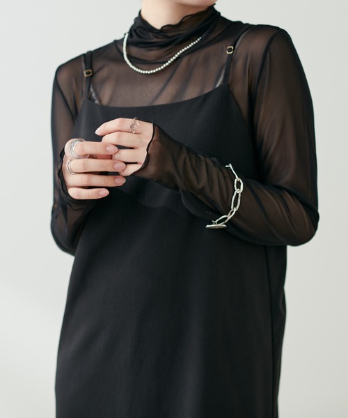 natural couture(ナチュラルクチュール)の「再予約/WEB限定/程良い肌見せで女性らしさ引き立つ パワーネットシアータートル(Tシャツ/カットソー・レディース・グレー系その他/ベージュ/ブラック/グリーン/オフホワイト/チェック/ベージュ系/ピンク系/ブラウン・FREE)」の3枚目の写真