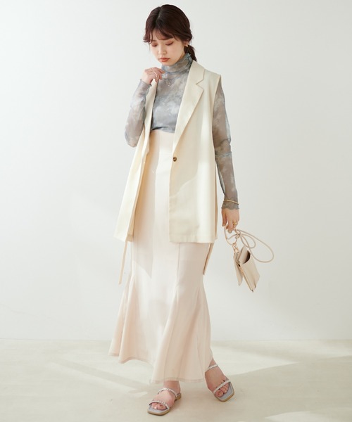 natural couture(ナチュラルクチュール)の「再予約/WEB限定/程良い肌見せで女性らしさ引き立つ パワーネットシアータートル(Tシャツ/カットソー・レディース・グレー系その他/ベージュ/ブラック/グリーン/オフホワイト/チェック/ベージュ系/ピンク系/ブラウン・FREE)」の12枚目の写真