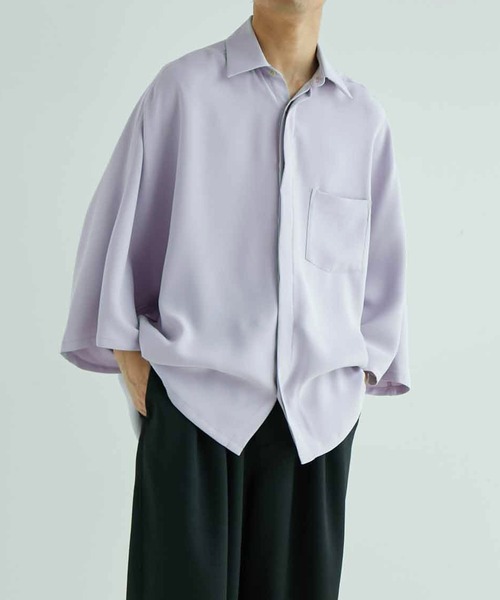 ADAM ET ROPE'(アダムエロペ)の「【WEB限定】ドルマン ハーフスリーブ ルーズビッグ レギュラーカラー シャツ(シャツ/ブラウス・メンズ・ブラック/グレー/ライトグリーン/ネイビー・L/M)」の3枚目の写真