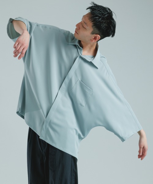 ADAM ET ROPE'(アダムエロペ)の「【WEB限定】ドルマン ハーフスリーブ ルーズビッグ レギュラーカラー シャツ(シャツ/ブラウス・メンズ・ブラック/グレー/ライトグリーン/ネイビー・L/M)」の8枚目の写真