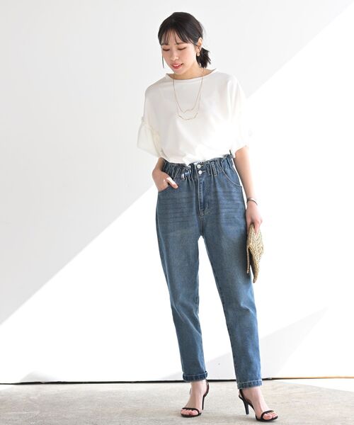 rps(アールピーエス)の「フリル袖カットジョーゼットプルオーバー(Tシャツ/カットソー・レディース・ブラック/グレイッシュベージュ/オレンジ/オフホワイト/マスタード/ブルーグリーン・M/フリー)」の7枚目の写真