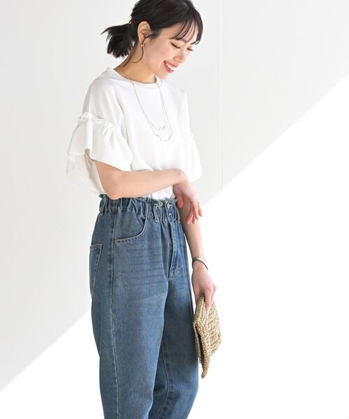 rps(アールピーエス)の「フリル袖カットジョーゼットプルオーバー(Tシャツ/カットソー・レディース・ブラック/グレイッシュベージュ/オレンジ/オフホワイト/マスタード/ブルーグリーン・M/フリー)」の8枚目の写真