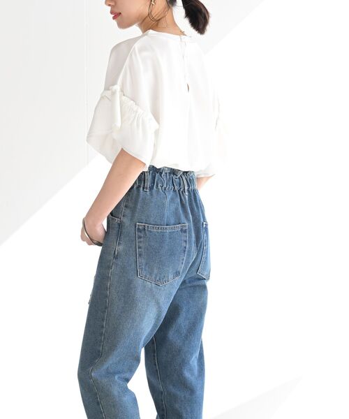 rps(アールピーエス)の「フリル袖カットジョーゼットプルオーバー(Tシャツ/カットソー・レディース・ブラック/グレイッシュベージュ/オレンジ/オフホワイト/マスタード/ブルーグリーン・M/フリー)」の10枚目の写真