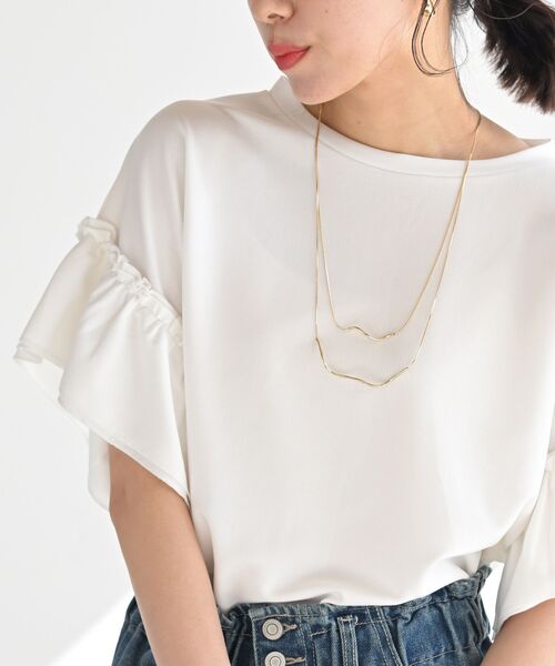 rps(アールピーエス)の「フリル袖カットジョーゼットプルオーバー(Tシャツ/カットソー・レディース・ブラック/グレイッシュベージュ/オレンジ/オフホワイト/マスタード/ブルーグリーン・M/フリー)」の11枚目の写真