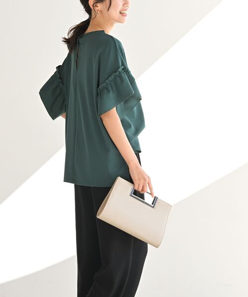 rps(アールピーエス)の「フリル袖カットジョーゼットプルオーバー(Tシャツ/カットソー・レディース・ブラック/グレイッシュベージュ/オレンジ/オフホワイト/マスタード/ブルーグリーン・M/フリー)」の16枚目の写真