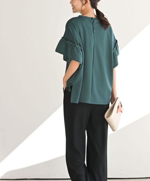 rps(アールピーエス)の「フリル袖カットジョーゼットプルオーバー(Tシャツ/カットソー・レディース・ブラック/グレイッシュベージュ/オレンジ/オフホワイト/マスタード/ブルーグリーン・M/フリー)」の17枚目の写真