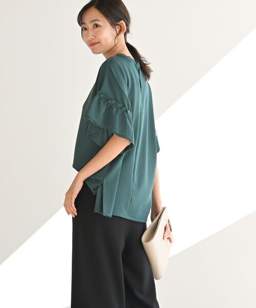 rps(アールピーエス)の「フリル袖カットジョーゼットプルオーバー(Tシャツ/カットソー・レディース・ブラック/グレイッシュベージュ/オレンジ/オフホワイト/マスタード/ブルーグリーン・M/フリー)」の18枚目の写真