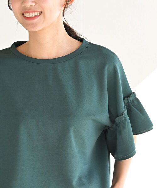 rps(アールピーエス)の「フリル袖カットジョーゼットプルオーバー(Tシャツ/カットソー・レディース・ブラック/グレイッシュベージュ/オレンジ/オフホワイト/マスタード/ブルーグリーン・M/フリー)」の19枚目の写真