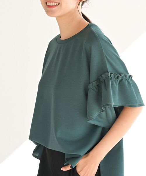 rps(アールピーエス)の「フリル袖カットジョーゼットプルオーバー(Tシャツ/カットソー・レディース・ブラック/グレイッシュベージュ/オレンジ/オフホワイト/マスタード/ブルーグリーン・M/フリー)」の20枚目の写真