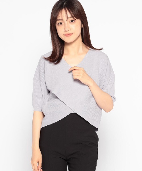 MISCH MASCH(ミッシュマッシュ)の「クロスドルマンニットアンサンブル(アンサンブル・レディース・ブラック/ホワイト/モカ/ラベンダー・MEDIUM)」の4枚目の写真