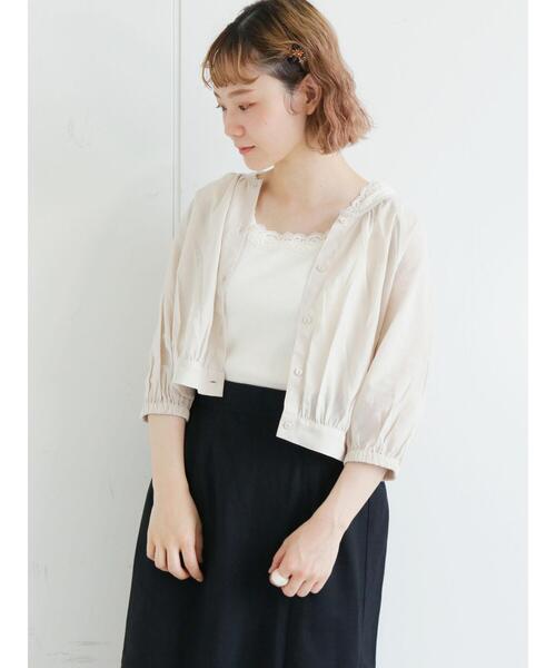 ehka sopo（エヘカソポ）の「シアーショート丈ブラウス（シャツ/ブラウス・レディース・イエロー/ブルー/ベージュ/ブラック・ﾌﾘ-）」の11枚目の写真