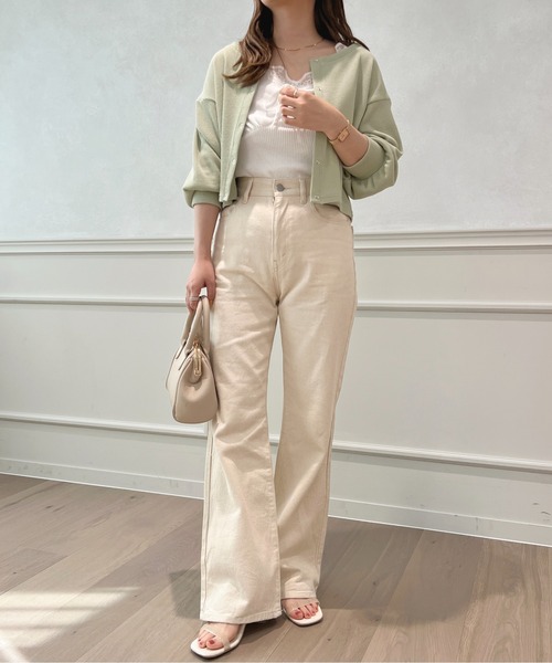 apres jour（アプレジュール）の「フレアーデニムパンツ【ZOZOTOWN限定アイテム】（デニムパンツ・レディース・ブラック/キナリ/ダークブルー・X-LARGE/LARGE/SMALL/MEDIUM）」の8枚目の写真