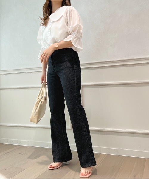 apres jour（アプレジュール）の「フレアーデニムパンツ【ZOZOTOWN限定アイテム】（デニムパンツ・レディース・ブラック/キナリ/ダークブルー・X-LARGE/LARGE/SMALL/MEDIUM）」の18枚目の写真