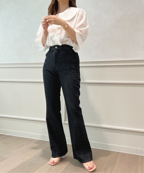 apres jour（アプレジュール）の「フレアーデニムパンツ【ZOZOTOWN限定アイテム】（デニムパンツ・レディース・ブラック/キナリ/ダークブルー・X-LARGE/LARGE/SMALL/MEDIUM）」の17枚目の写真