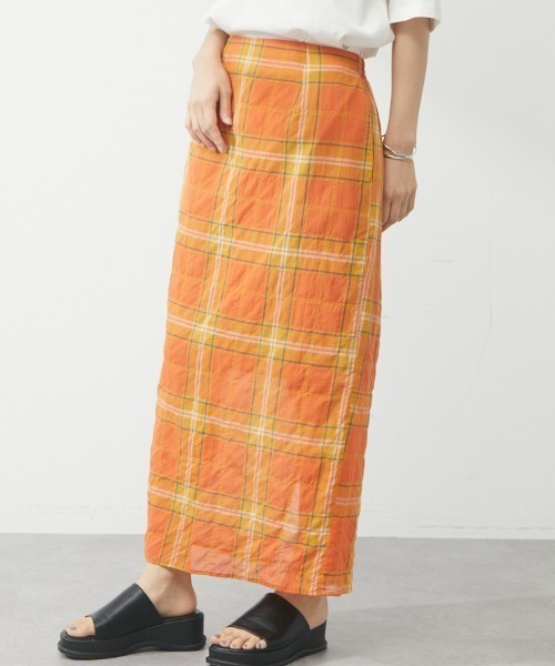 Green　Parks（グリーンパークス）の「コットンIラインチェックスカート（スカート・レディース・ブラック/イエロー/グリーン・FREE）」の3枚目の写真