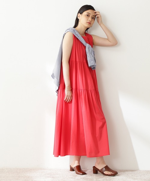 N.（N. Natural Beauty Basic）（エヌエヌナチュラルビューティーベーシック）の「【S Size Line】◆コットンローンスクエアネックティアードワンピース（ワンピース・レディース・ブラック/レッド/グリーン/チョコ・SMALL/MEDIUM）」の14枚目の写真