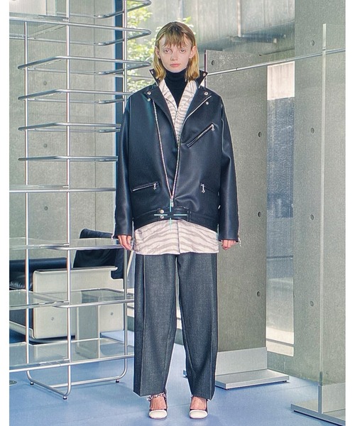 NEONSIGN(ネオンサイン)の「NEONSIGN ネオンサイン / Bulky smooth turtleneck sweat バルキースムース タートルネックスウェット / N1603(ニット/セーター・メンズ・ブラック/オフホワイト・46/48)」の4枚目の写真