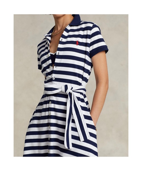 【Ralph Lauren】ストライプ ストレッチ コットン ミディドレス POLO RALPH LAUREN(ポロ ラルフ ローレン)の「ストライプド