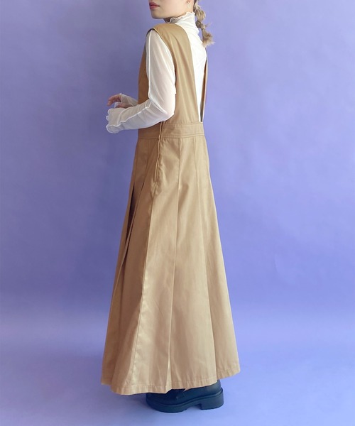 w closet（ダブルクローゼット）の「【2WAY】チノプリーツジャンパースカート（ジャンパースカート・レディース・ベージュ/ダークネイビー・FREE）」の10枚目の写真