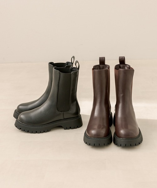 OLIVE des OLIVE(オリーブデオリーブ)の「タンク底サイドゴアブーツ(ブーツ・レディース・ブラック/ダークブラウン・SMALL/MEDIUM/LARGE)」の3枚目の写真