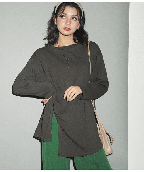 ANAP（アナップ）の「フロントツイストバック刺繍ロンT（Tシャツ/カットソー・レディース・ホワイト/ベージュ/カーキ/スミクロ・FREE）」の3枚目の写真