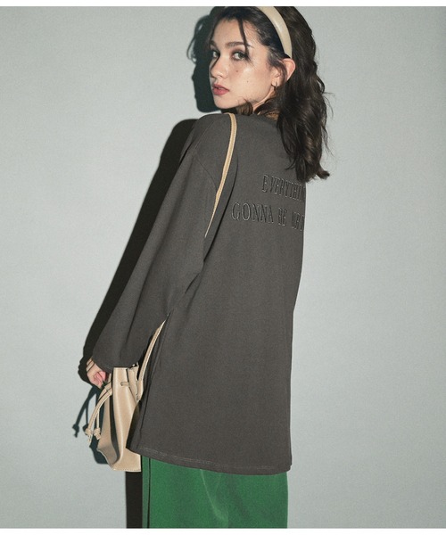 ANAP（アナップ）の「フロントツイストバック刺繍ロンT（Tシャツ/カットソー・レディース・ホワイト/ベージュ/カーキ/スミクロ・FREE）」の7枚目の写真