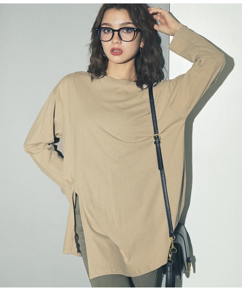 ANAP（アナップ）の「フロントツイストバック刺繍ロンT（Tシャツ/カットソー・レディース・ホワイト/ベージュ/カーキ/スミクロ・FREE）」の9枚目の写真