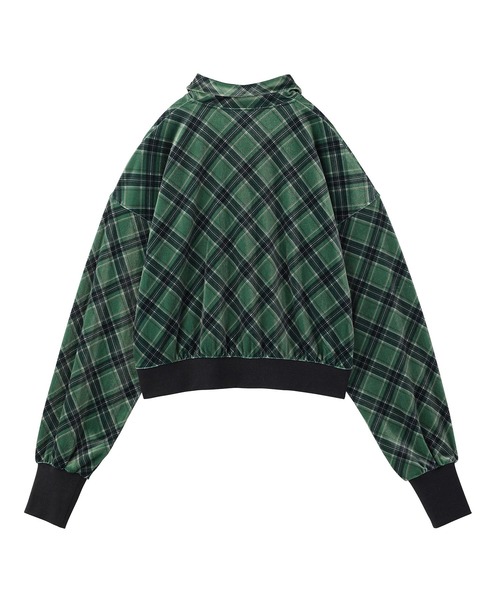 X-girl(エックスガール)の「TARTAN PLAID ANORAK SHIRT(シャツ/ブラウス・レディース・ブラック/オリーブ/ブルー・S/M)」の5枚目の写真