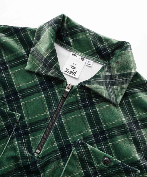 X-girl(エックスガール)の「TARTAN PLAID ANORAK SHIRT(シャツ/ブラウス・レディース・ブラック/オリーブ/ブルー・S/M)」の6枚目の写真