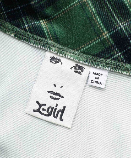 X-girl(エックスガール)の「TARTAN PLAID ANORAK SHIRT(シャツ/ブラウス・レディース・ブラック/オリーブ/ブルー・S/M)」の7枚目の写真