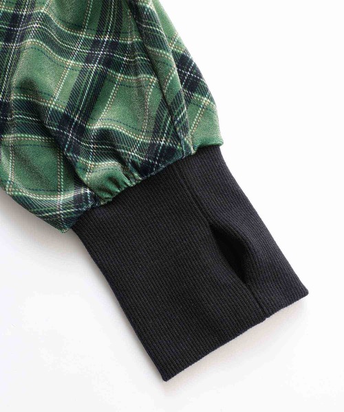 X-girl(エックスガール)の「TARTAN PLAID ANORAK SHIRT(シャツ/ブラウス・レディース・ブラック/オリーブ/ブルー・S/M)」の9枚目の写真