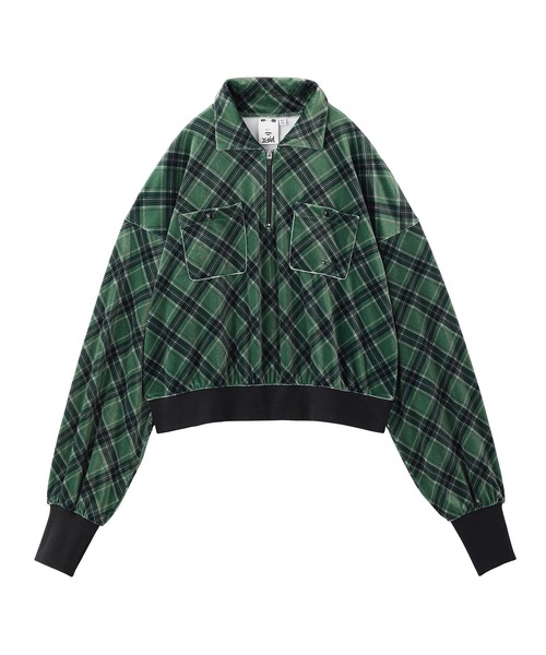 X-girl(エックスガール)の「TARTAN PLAID ANORAK SHIRT(シャツ/ブラウス・レディース・ブラック/オリーブ/ブルー・S/M)」の20枚目の写真