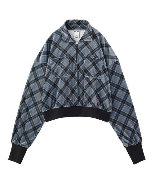 X-girl(エックスガール)の「TARTAN PLAID ANORAK SHIRT(シャツ/ブラウス・レディース・ブラック/オリーブ/ブルー・S/M)」の21枚目の写真