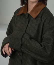 I_am（アイアム）の「corduroy collar check coat（ステンカラー