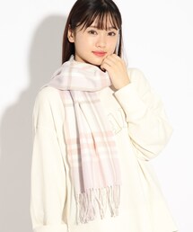 PINK-latte（ピンクラテ）の「◆【なめらかソフトタッチ】フローズンチェック柄マフラー（ストール/ショール・キッズ）」