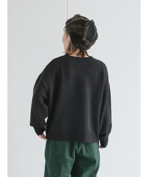 ◆新品タグ付き◆エポカアイレット柄ニットプルオーバー♡ブラック40♡ furry rate レオパードジャカードニット/Green Parks（グリーン