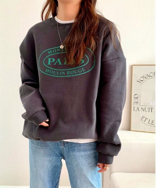 MINS MINIS（ミンスミニス）の「パリスロコプリント裏起毛ルーズスウェット（スウェット・レディース・グレー/チャコール/アイボリー・FREE）」の19枚目の写真