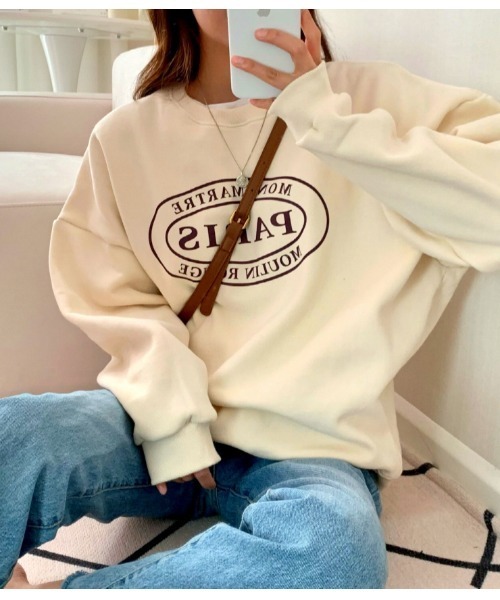 MINS MINIS（ミンスミニス）の「パリスロコプリント裏起毛ルーズスウェット（スウェット・レディース・グレー/チャコール/アイボリー・FREE）」の22枚目の写真